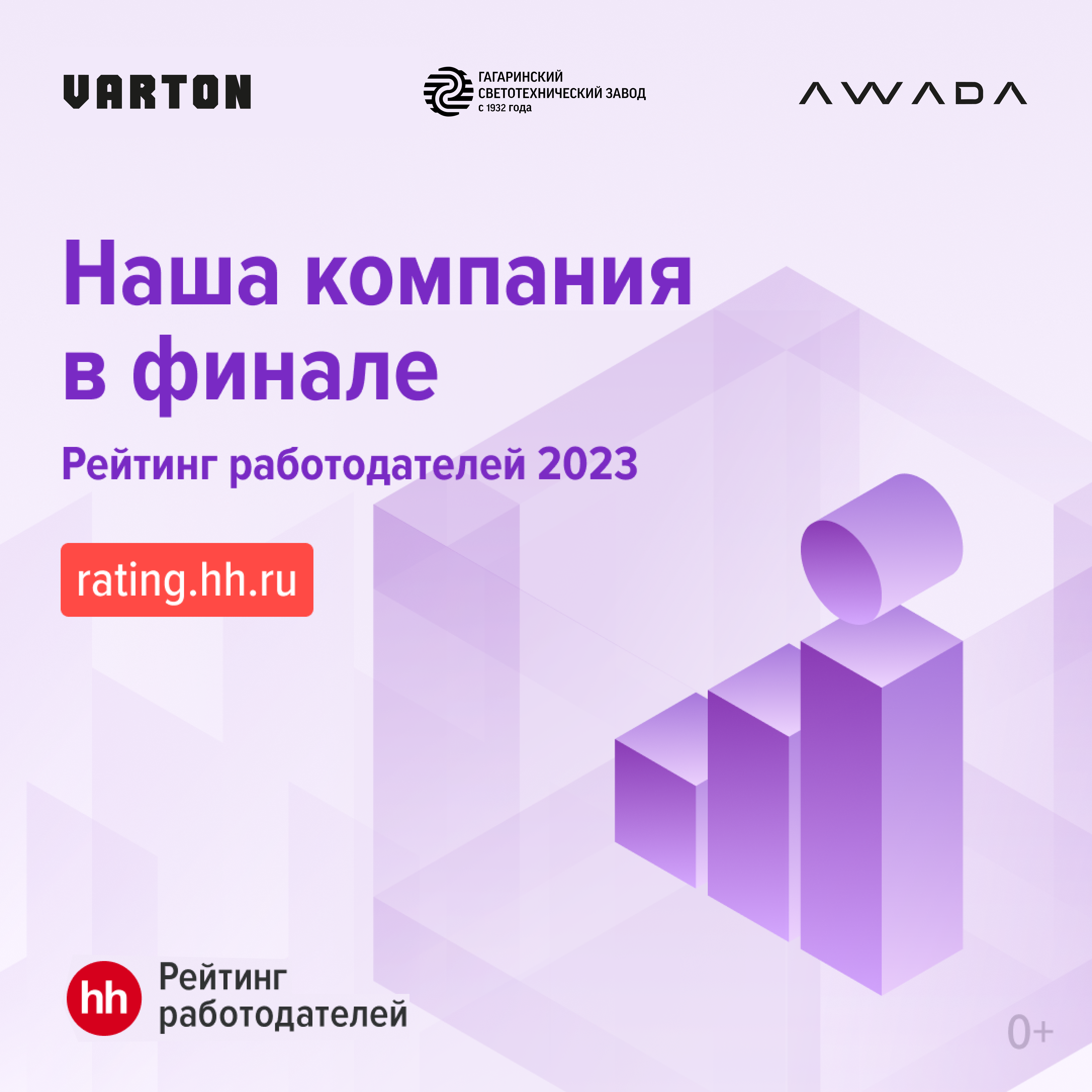 Компания VARTON стала финалистом Рейтинга работодателей 2023 по версии HeadHunter!